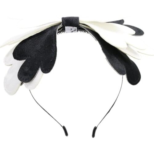 2021 NEW summer wings shape leaves bow metal band with teeth black&white