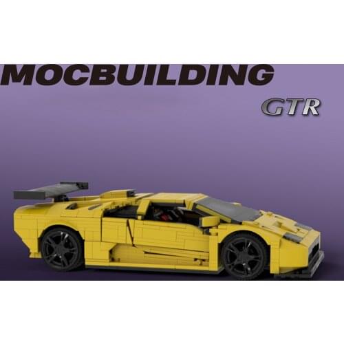New MOC-62832 High Tech Super Sports Car Yellow Black Diablo GTR City Racers Supercar Building Blocks DIY Bricks Toys kid Gifts
