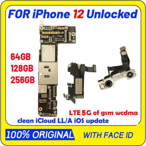 For iPhone 12 motherboard 64GB 128GB 256GB Mainboard For iPhone 12 NO iCloud Logic Board With Face ID