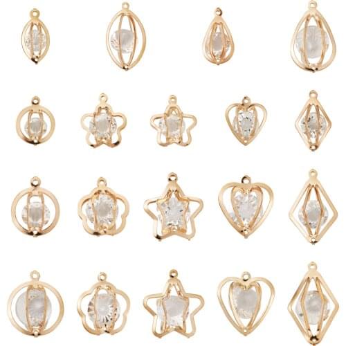 80pcs Alloy Charms with Clear Cubic Zirconia Light Gold/Platinum For Fashion Earring Necklace Pendants DIY Making