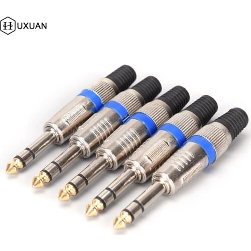 5pcs 6.35mm Connector Audio Plug Jack 6.5 Amplifier Microphone Plug 1/4" Male Plug To RCA Female Jack Connector