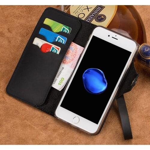 Handmade mobile phone case for Oneplus 6 phone case genuine leather shatter-resistant phone cover retro style flip phone case