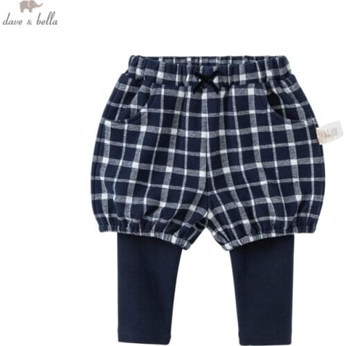 DBM18663 dave bella autumn baby girls fashion plaid pants children full length kids girl pants infant toddler trousers