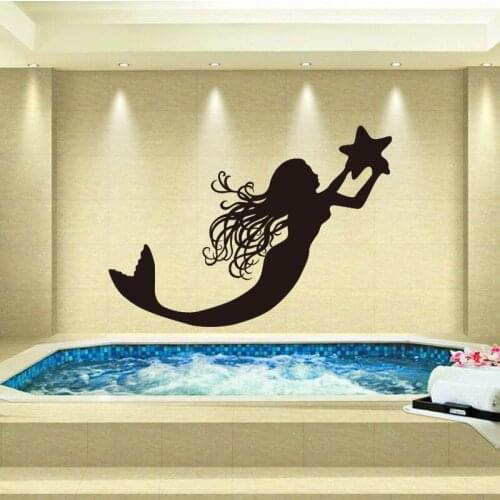 Sticker Mermaid Ocean Star Vinyl Sticker Wall Decal Art Mural Bathroom Home Decoration Painting House Decoration Poster DD0606