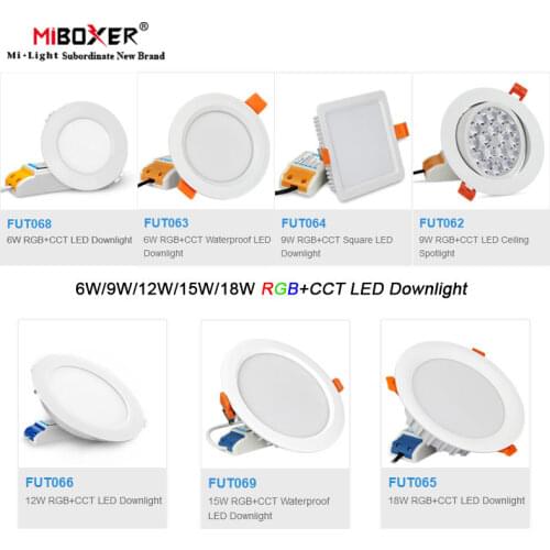 Miboxer 6W/9W/12W/15W/18W RGB+CCT led Downlight Dimmable Ceiling AC110V 220V FUT062/FUT063/FUT066/FUT068/FUT069/FUT089