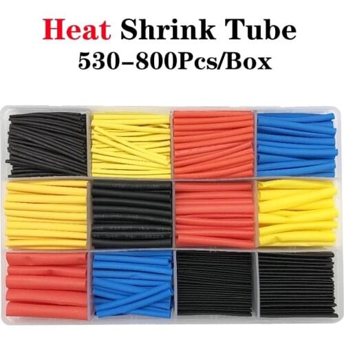 530-800PCS termoretractil Shrinking Tubing Assorted Wire Cable Insulation Sleeving,Thermoresistant tube Heat Shrink wrapping Kit