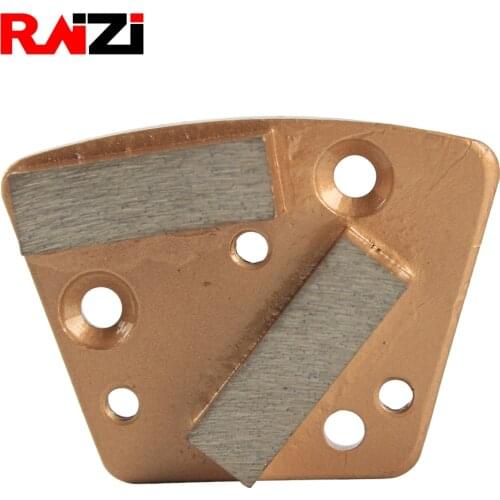 Raizi trapezoid Soft Bond concrete diamond grinding plate with 3 M6 & 9mm Holes for concrete resurfacing grit 30-100