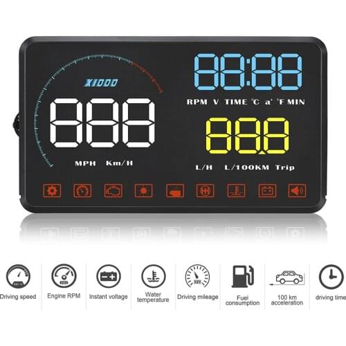 Universal Warning Auto Electronic Windshield Gauges Car Alarm Speed Projector HUD Head-Up Display OBD2 Digital Car Speedometer