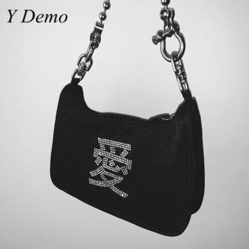 Y Demo Grunge Alternative Handbag Women Love Dragon Bead Two Side Female Rock Ball Chain Bag Female New 2020