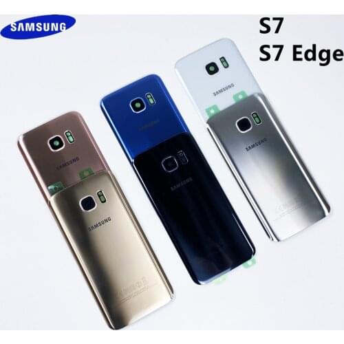 For SAMSUNG Galaxy S7 G930F & S7 Edge G935F Back Glass Replacement Battery Cover Rear Door Housing Case Parts With Camera Lens