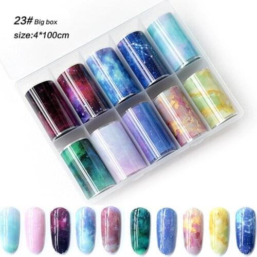 10pcs 4cm Holographic Nail Art Transfer Foil Sticker Starry AB Paper Wraps Adhesive Decals Nails Decoration Accessories