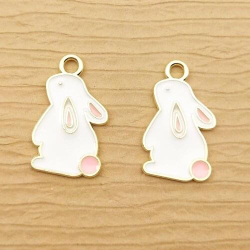 10pcs 14x23mm enamel rabbit charm for jewelry making fashion charm earring pendant bracelet and necklace charms