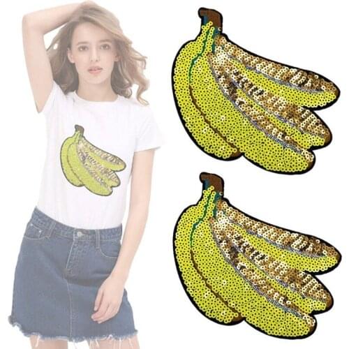 10pcs/lot Large Embroidery Patch Sequin Banana Tropical Fruit Clothing Decoration Sewing Accessories Craft Diy Applique