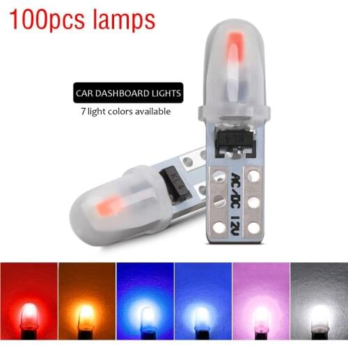 100 Pcs T5 74 Car Dashboard Lights 2 3014 SMD Auto Reading Instruments Panel Lamp Canbus Led Bulb White Green Red 12V DC Diode