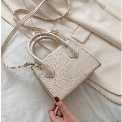 2021 Fashion Trend Women Small Crossbody Bag Faux Leather Shoulder Handbag Classic Crocodile Stone Pattern Zipper Solid Purse