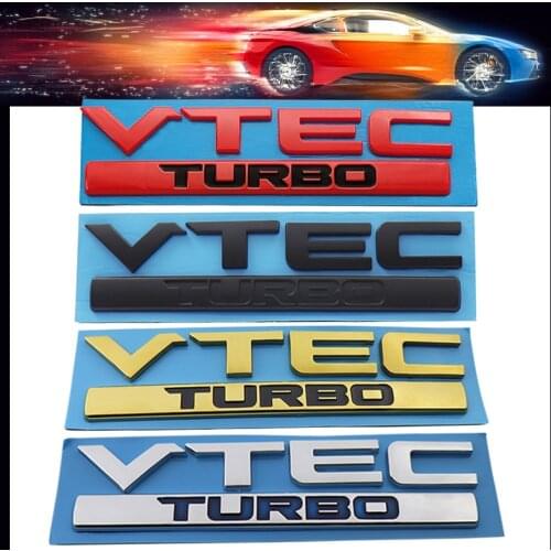 3D Premium VTEC TURBO car Hood Fender trunk Rear Bonnet Nameplate Decal Emblem Badge Sticker for Civic CRV Jazz Accord City