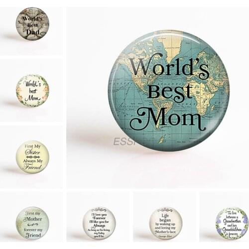 5Pcs/lot Love Mom Love Dad Sisters Family Quotes Round 25MM Glass Cabochon Letter Print DIY Pendant Jewelry Supplies