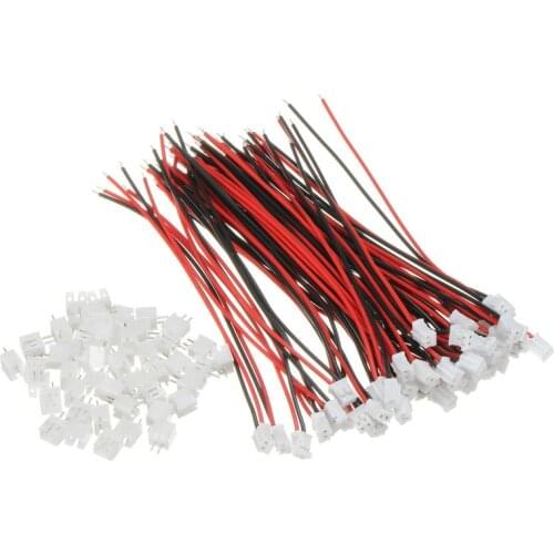 50pcs 26AWG 2.0 PH 2-Pins 120mm Mini Micro JST Connector Wires With Plug Electrical Cable High Quality