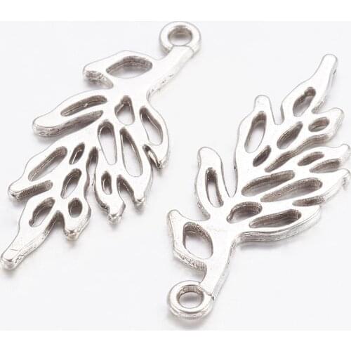 50pcs/lot Silver Color Charms Metal Alloy Leaf Charms Pendants For Jewelry Making DIY Jewelry Findings