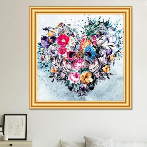 New Arrival 5D DIY Diamond Painting Skull Flowers Love Cross Stitch Kit Full Drill Embroidery Mosaic Art Picture Crystal Decor