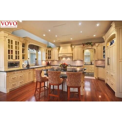 White luxurious classical kitchen cupboards