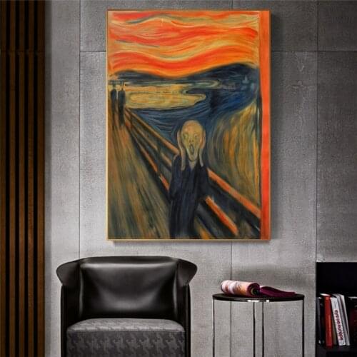 Edvard Munch Scream Classic Abstract Oil Painting on Canvas Art Posters and Prints Wall Picture for Living Room Cuadros Decor
