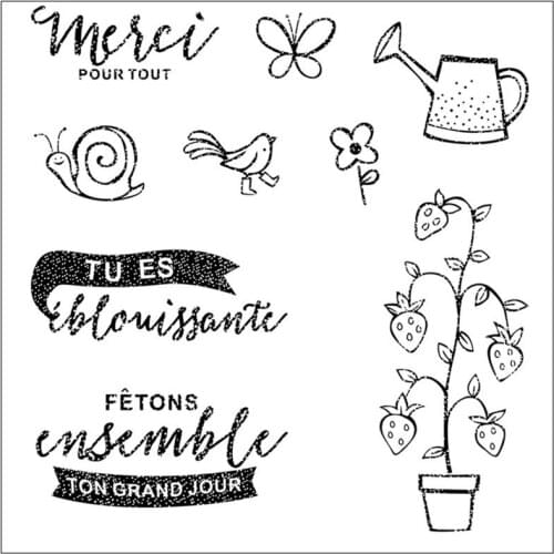 French SprinklerText Silicone Clear Rubber Stamp Sheet Cling Scrapbooking DIY Cute Pattern Photo Album Paper Decoration