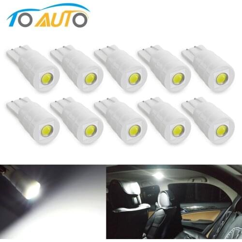 10pcs T10 W5W LED Bulbs 194 168 Ceramic Car Interior Lights Reading Door Instrument Side Plate Light Auto Lamp White 5W5 12V
