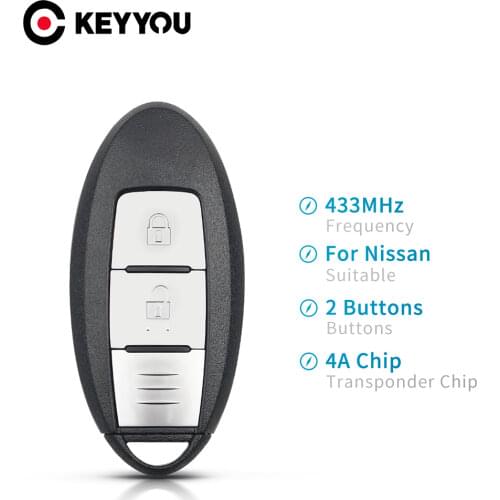 KEYYOU 433MHz 4A Chip Replacement Remote Car Key For NISSAN Qashqai X-Trail 11 X-Trail T32 2 Buttons Smart Key