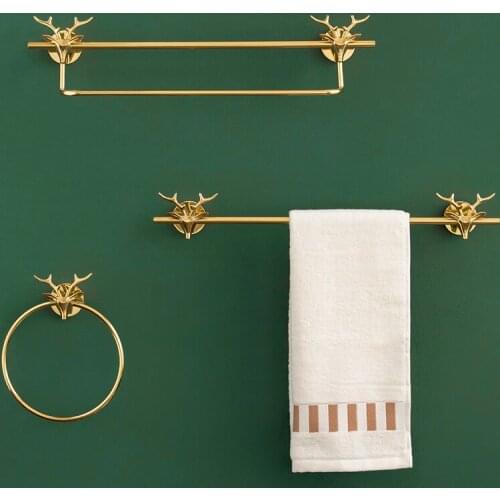 Brass Golden Antler Towel Holder Toilet Bathroom Towel Rack Storage Rack European Luxury Shelf Towel Ring Wall Hook Organizer