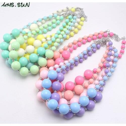 MHS.SUN Springtime baby Kids Chunky bubblegum beaded necklace handmade fashion children necklace choker jewelry for party gift