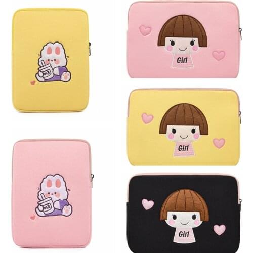 Cute Tablet Case Laptop Bag Girls Cartoon Pouch 11 12 13Inch Korean Lightning Bear Storage Bag Sleeve Kawaii Liner Bag WY189