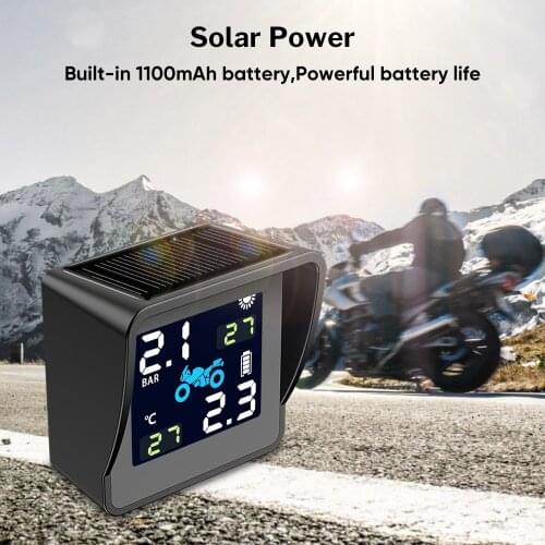 External/Internal Motorcycle TPMS Motor Bike Motorbike Scooter Tire Pressure Monitoring System Solar Waterproof Sensor