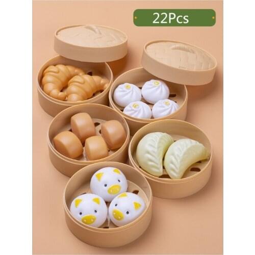 Pretend Cook Play Simulation Steamer Bread Kitchen Utensils Cookware Toys Simulation Kitchen Toys for Kids Toddlers