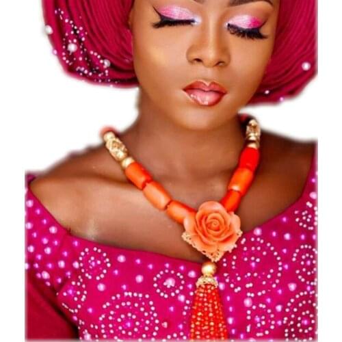 Dudo Jewelry Nature African Coral Beads Flowers Jewelry Set Gold Balls Dubai Necklace Set of Brand New Design Nigerian Wedding
