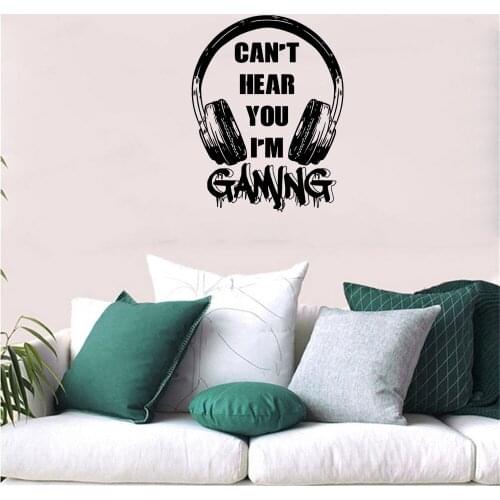 Can't Hear I Games Wall Sticker Headphones Game Players Wall Decal For Kids Bedroom Decor Vinyl Art Mural dw11289