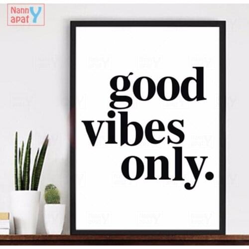 Letter Quote Home Decor Picture Poster Nordic Canvas Painting for Living Room Bedroom Wall Art Modern Simple Good Vibes Only