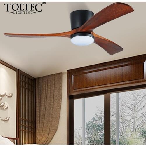 56 Inch Low Floor Solid Wood Black Ceiling Fan With Remote Control Roof Lighting Fan Ceiling Fans For Home Ventilador De Techo