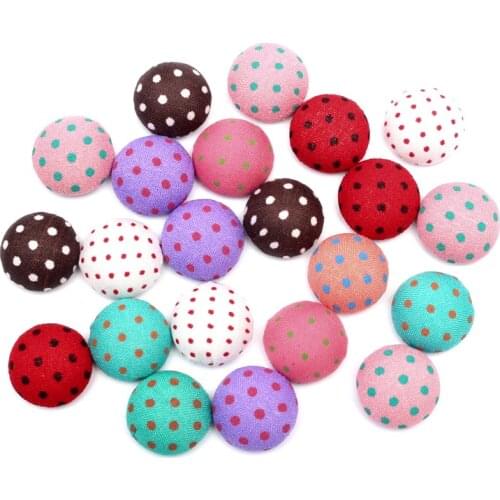 LF 50Pcs Mixed 17mm Round Cloth Sewing Buttons For Clothes Needlework Flatback Scrapbooking Crafts Decorative Diy Accessories