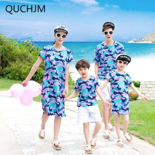 Parent-child outfit sundress han edition long mother and daughter of a three or four mouth t-shirts and shorts suits the family