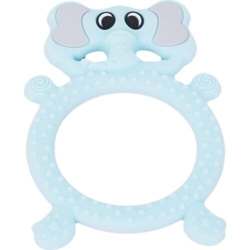 Toddler Toys Silicone Teethers Animal Elephant Baby Ring Teether Silicone Chew Charms Baby Teething Gift