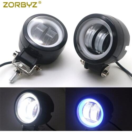ZORBYZ Motorcycle LED Passing Spot Fog Light With Angel Eye Light For Harley Honda Suzuki Kawasaki Custom