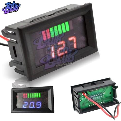 12V LED Lead-Acid Battery Indicator Lithium Battery Capacity Acid Tester Voltmeter Charge Level Indicator For Arduino Red Blue