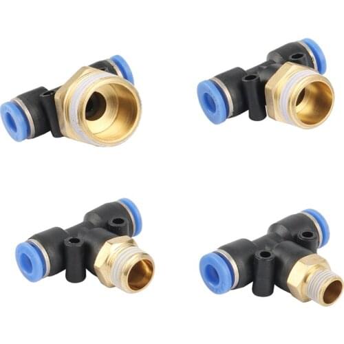 6mm Pipe Interfac to 1/8" 1/4" 3/8" 1/2" Male Thread Slip Lock Thread Tee Connector Garden Irrigation Hose Pipe Quick Couplings