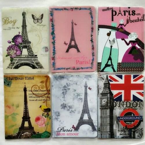 Vintage Eiffel Tower Passport Cover ID Credit Card Bag 3D Design PVC Leather Business Card Holder Passport Holder 14*9.6CM