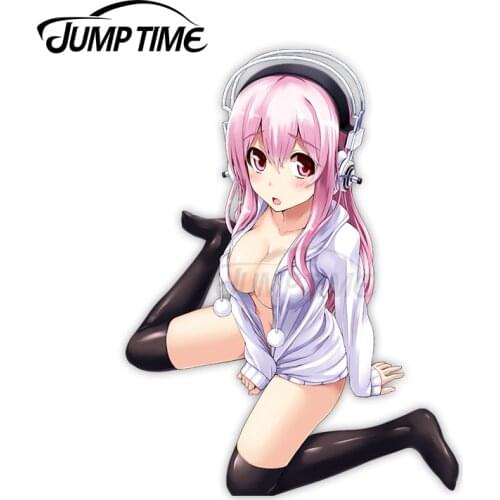 Jump Time 13 x 11.6cm For Super Sonico Sexy Girl Waterproof Car Stickers Personality Creative Decal Bumper Windows Decoration