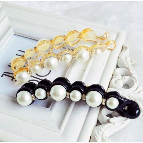 Hot Sale 2 Colors Korean Crystal Pearl Elegant Women Barrettes Hair Clip Hairgrips Hair Accessories