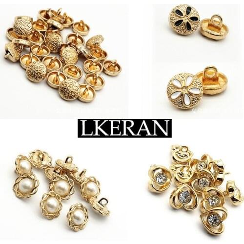 LKERAN 10pcs New 4 style Metal Buttons for DIY Sewing Enamel Alloy button Scrapbook Sweaters Gift Crafts Handwork Clothing