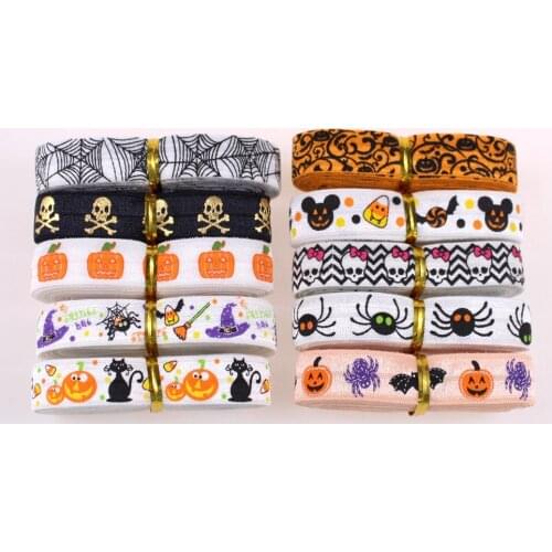20yards/lot 2yards/design mixed small package 5/8'' Halloween printed FOE fold over elastic
