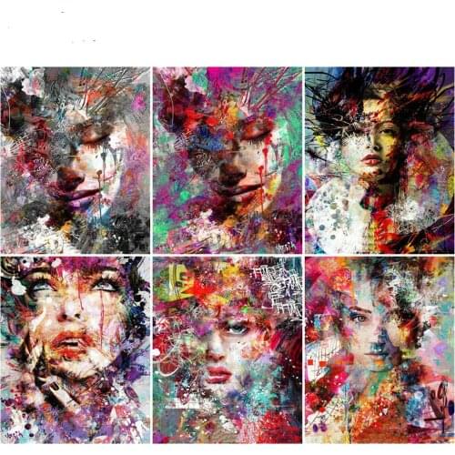 5D Diamond Painting Kits Woman Abstract Graffiti Art Full Drill Diamond Embroidery Cross Stitch Mosaic Diy Home Decor Gift